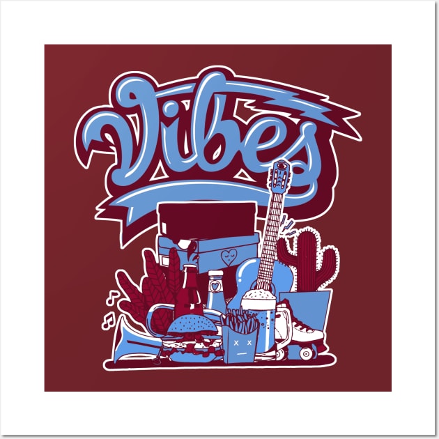 Vibes Valour Blue Team Maroon Wall Art by funandgames